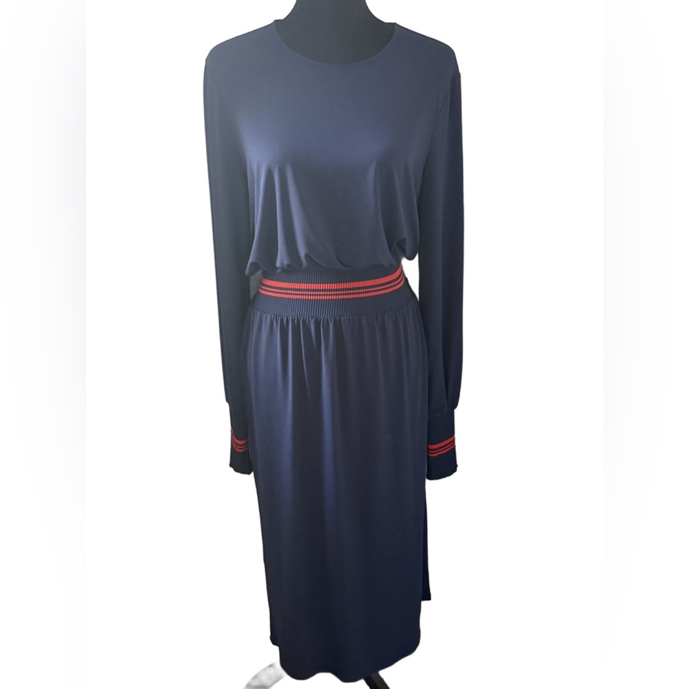 DownEast Navy Dress with Red Trim